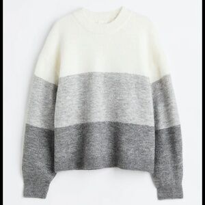 H&M Striped Light Gray Knit Sweater SZ small